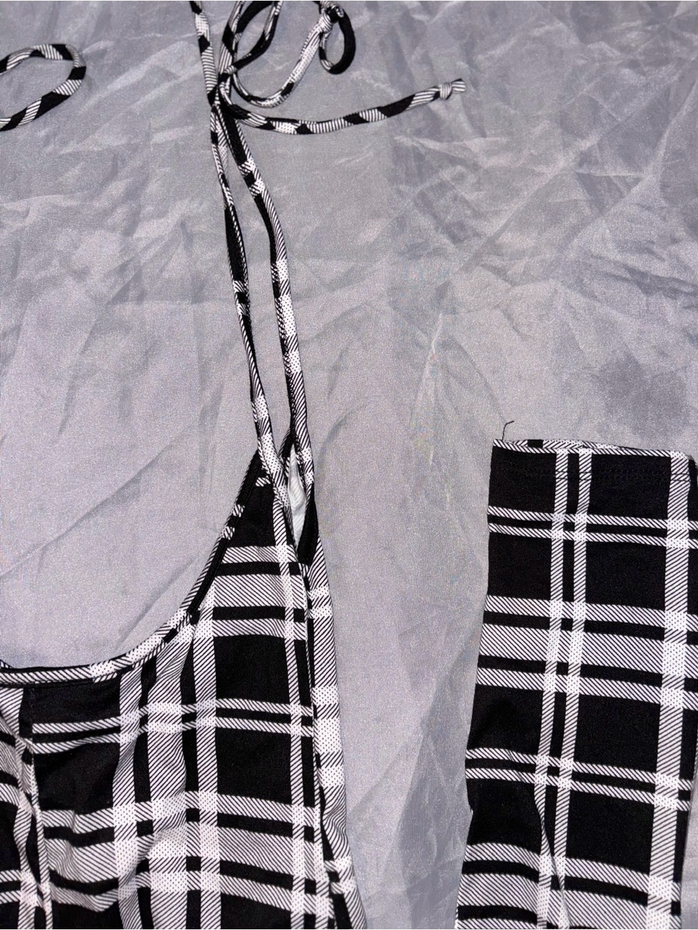 Fashion Nova Black & White Plaid Jumpsuit